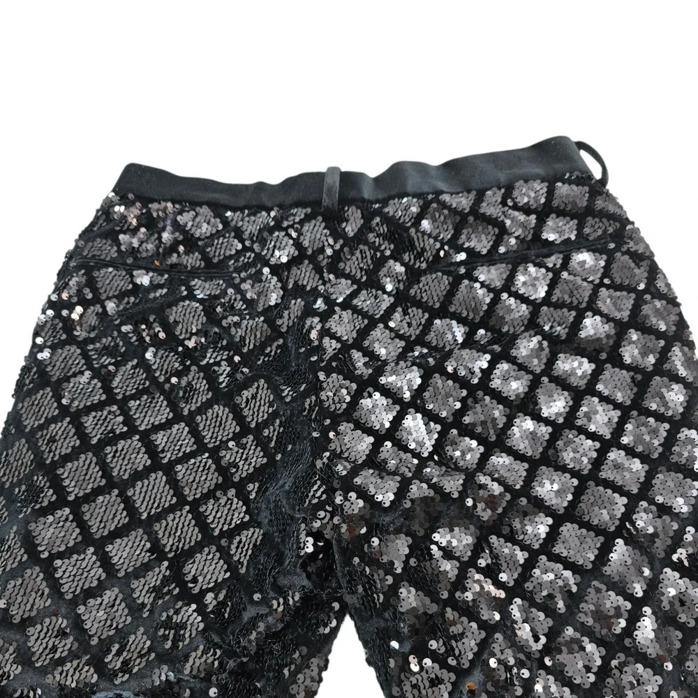 ASOS Design Suit Mens 38/31 Black Sequin Velvet Shawl Lapel Belted Luxury Disco